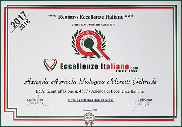 Certificato di Eccellenze Italiane